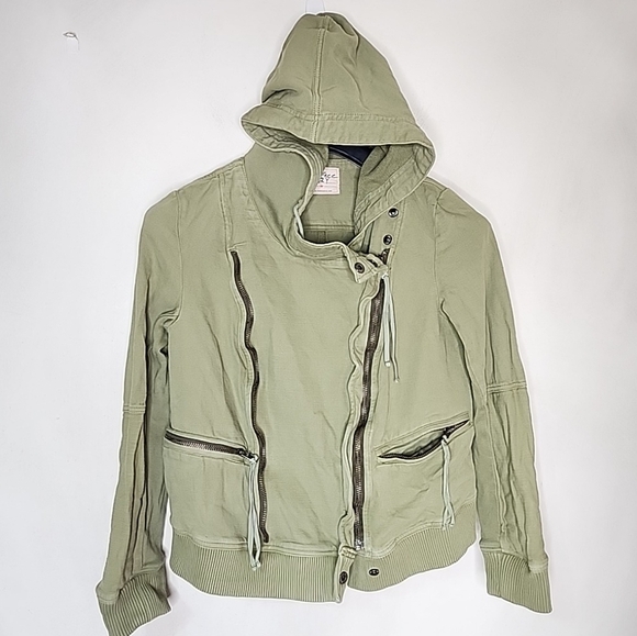 Free People Moto Stretch Olive jacket. Medium - Picture 2 of 7